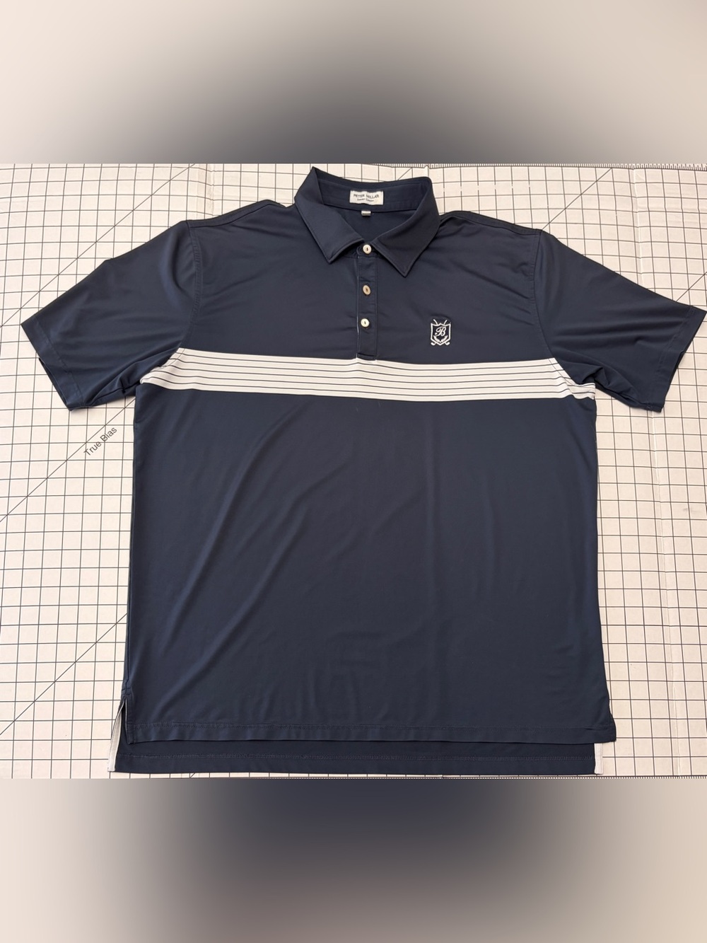 Peter Millar Summer Comfort Golf Polo Mens XL Navy Stripe Country Club Logo